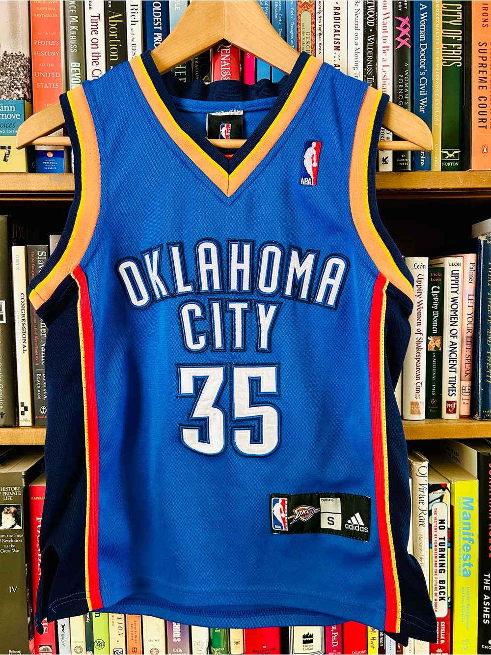 Oklahoma City Thunder Blue Kevin Durant 35 Adidas Official NBA Jersey size Small